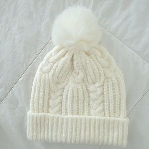 Knitted, Cream White, Pom Beanie